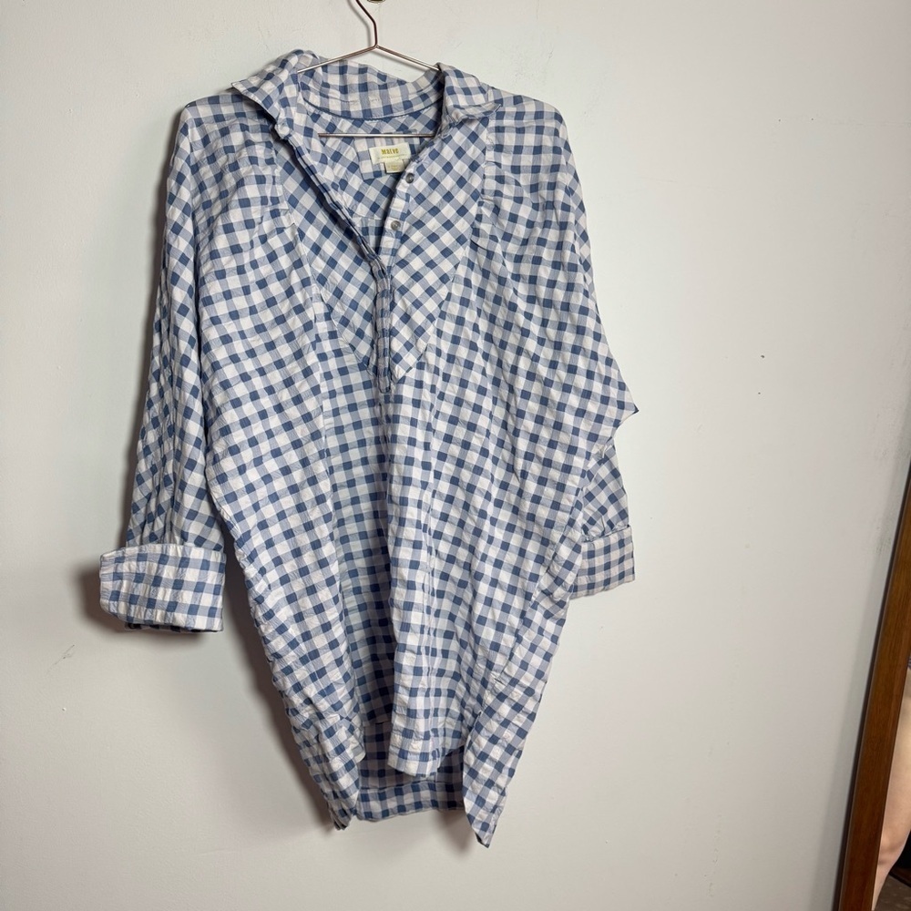 Anthropologie Blue and White Gingham Mini Dress - Picture 2 of 10